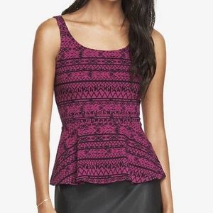 Express Pink Peplum Geometric Print Top